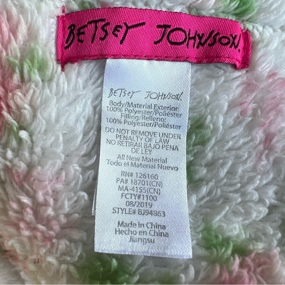 Betsey Johnson Baby Pink Rose Floral Plush Bunny Lovey Security Blanket Cottage - Picture 9 of 10